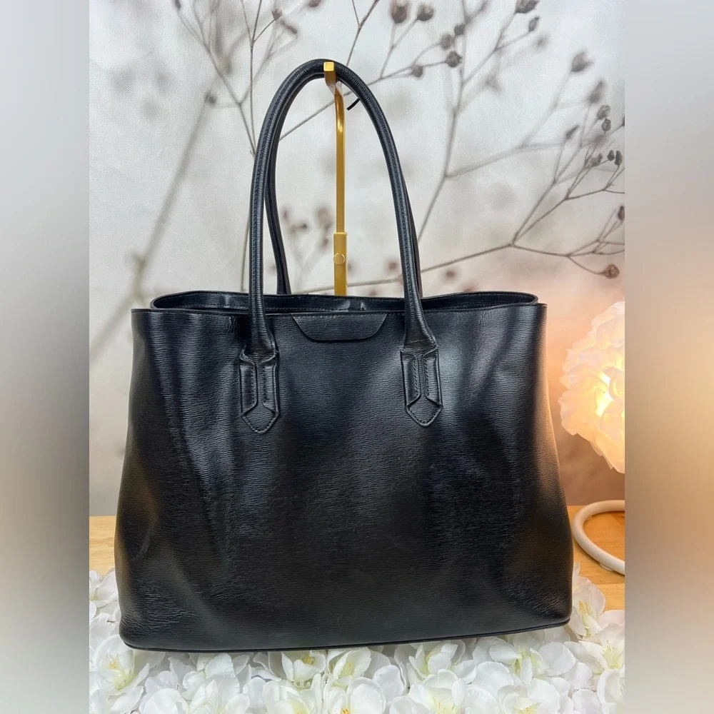 Lauren Ralph Lauren Black Saffiano Leather Tote Bag - Picture 4 of 14